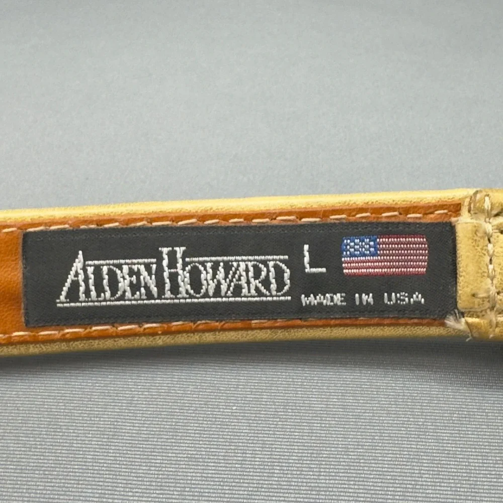 Vintage Alden Howard Tan Leather Woven Flower Buckle Belt‎ Made USA Size L